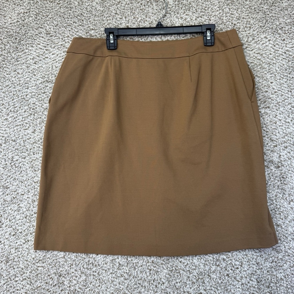 NEW J. Jill Ponte Skirt Women's Large Knee Length Skirt Acorn Brown Button Up - Picture 9 of 15